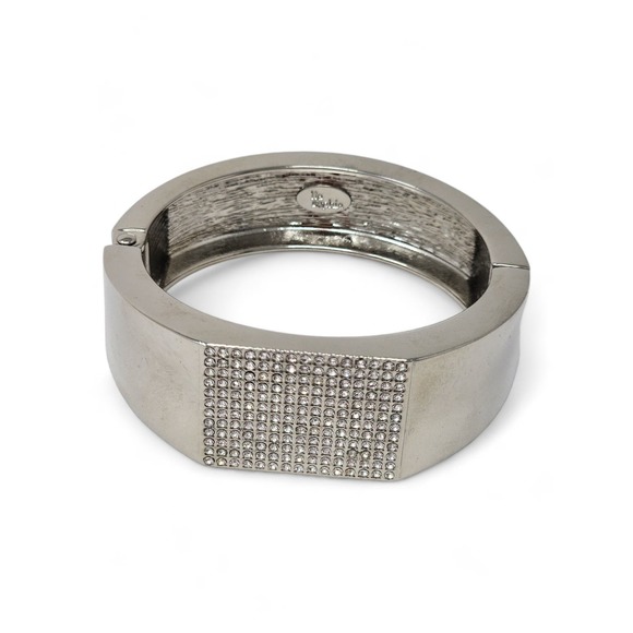 Lia Sophia Dynasty Cuff Bracelet - Magnetic Closure - Silver Tone & Cut Crystals - Picture 3 of 7